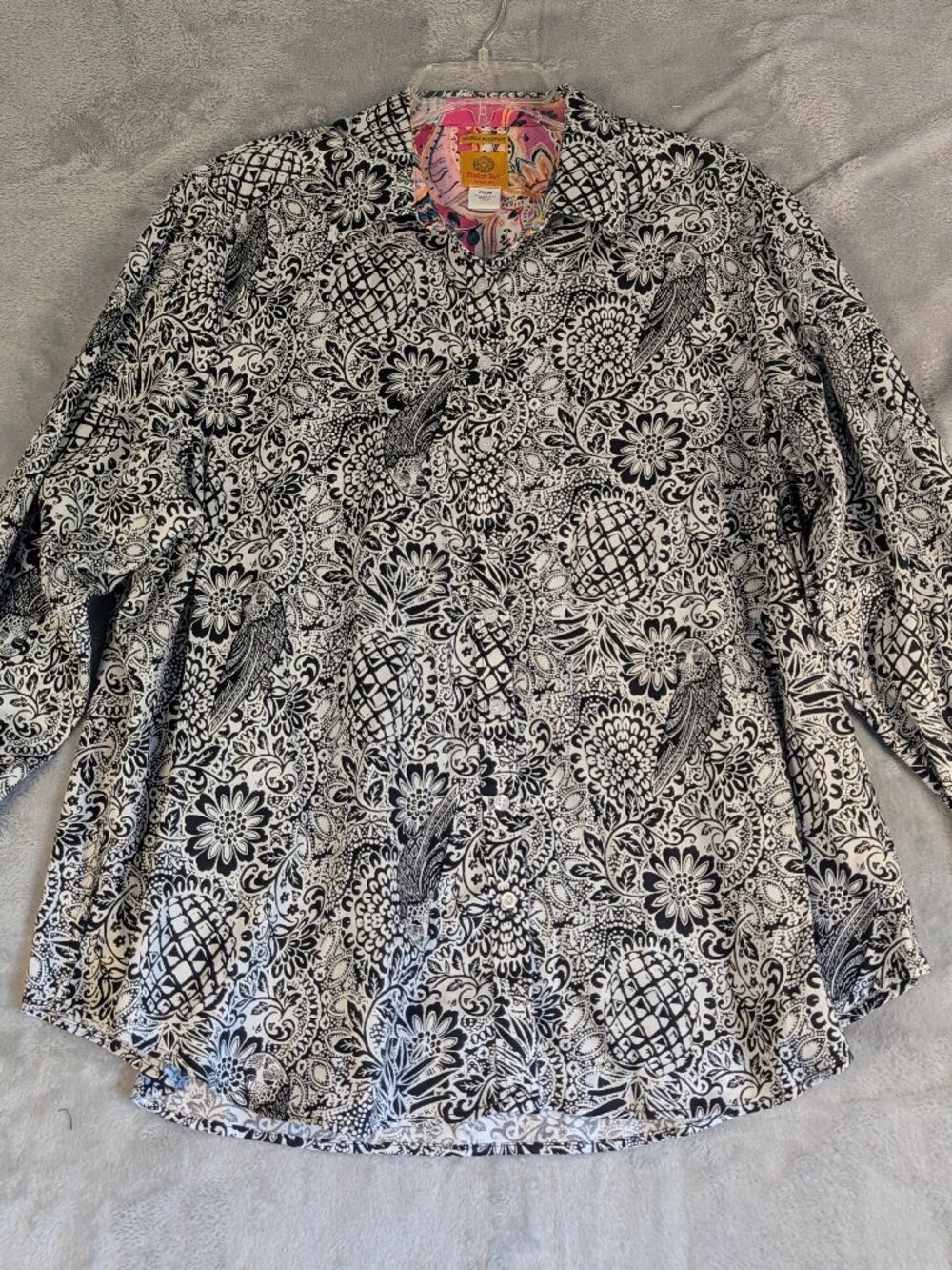 Ruby Rd Woman's Plus Size Black‎ Floral Tropical Blouse Top Size 20 Size 2X
